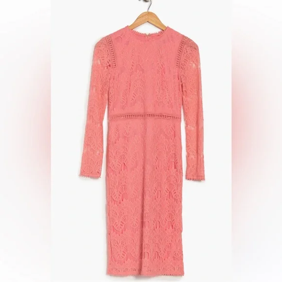 Love By Design Pink Lace Long Sleeve Dress NWT - Picture 3 of 3